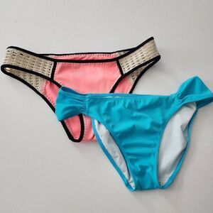 Victoria's Secret/Pink - Size M - Neon Nectar  Surf Crochet Hipster Swim Bottoms